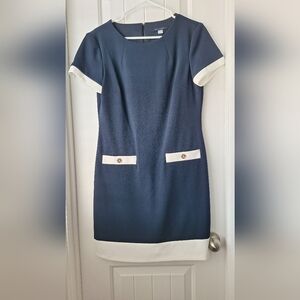 Elegant Navy and White Dress